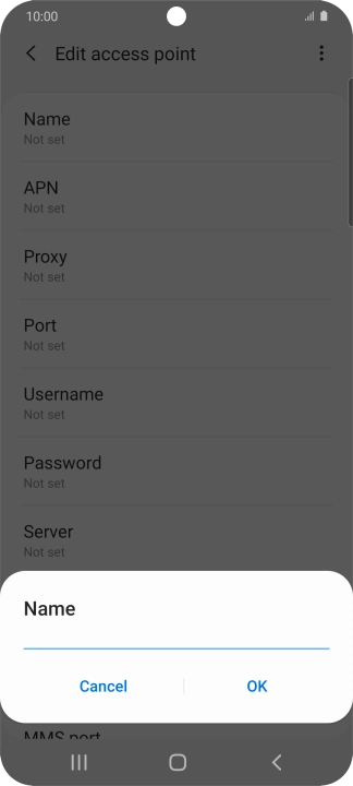 Key in Vodafone Internet and press OK.