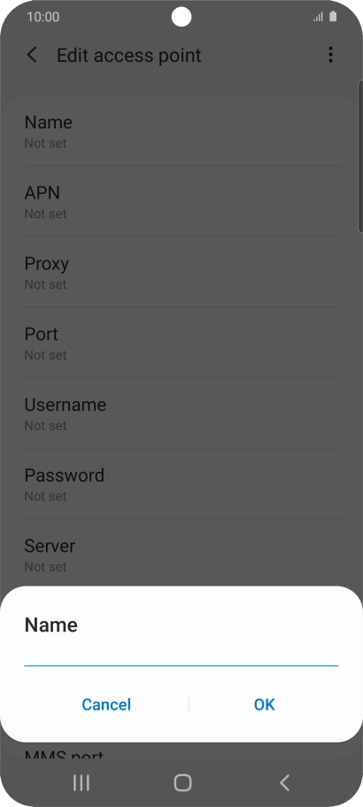 Key in Vodafone Internet and press OK.