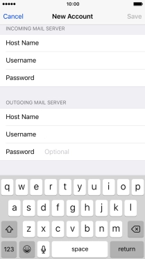 Press Password and key in the password for your email account.