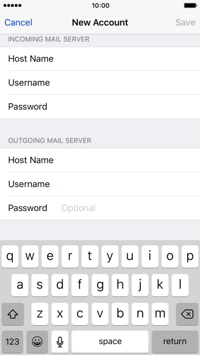 Press Password and key in the password for your email account.