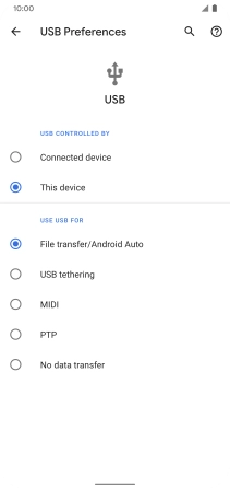 Press File transfer/Android Auto.