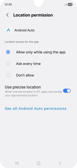 Press the required setting.
