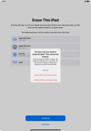 Press the required setting.