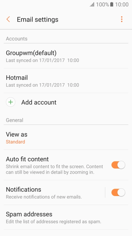 Press the required account.