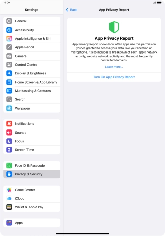 Press Turn On App Privacy Report to turn on the function. Press Turn On App Privacy Report to turn on the function.