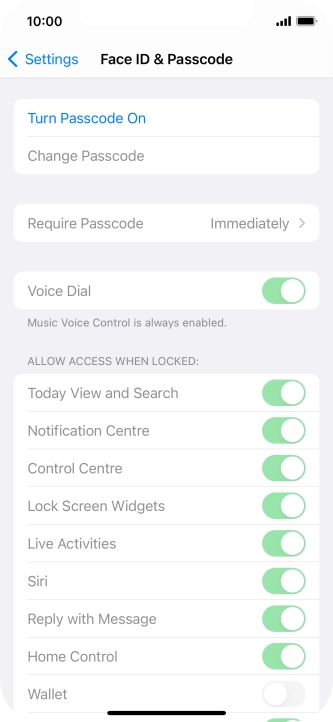 Press Turn Passcode On and key in a phone lock code of your own choice twice.