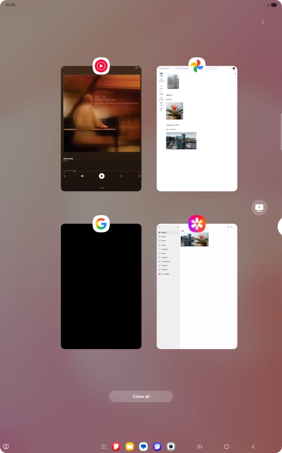 To end one running application, slide your finger upwards on the required application.