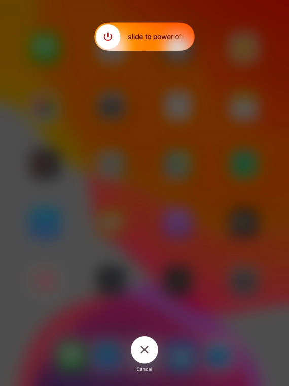 Press and drag the power off icon right.