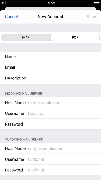 Press Host Name and key in the name of your email provider's incoming server.