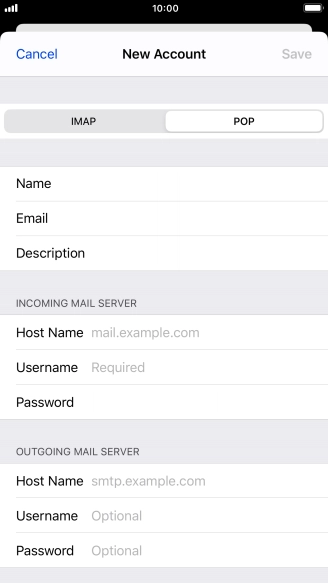 Press Host Name and key in the name of your email provider's incoming server.