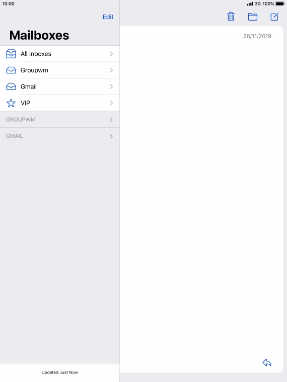 Press the required email account. Press the required email account.