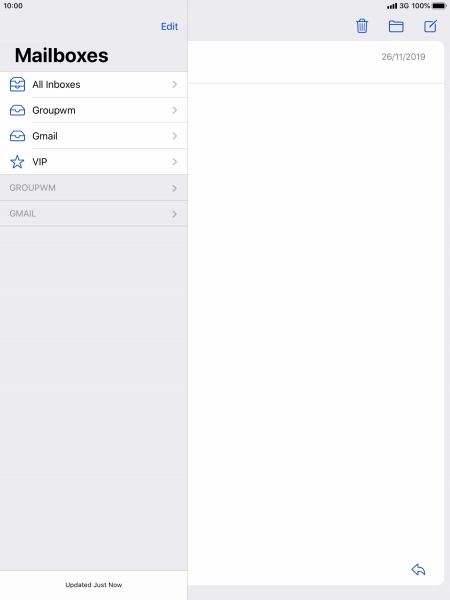 Press the required email account. Press the required email account.