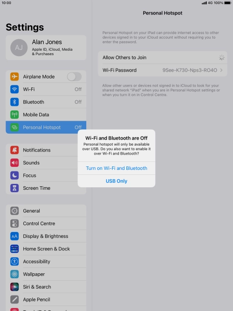 If Wi-Fi is turned off, press Turn on Wi-Fi and Bluetooth.