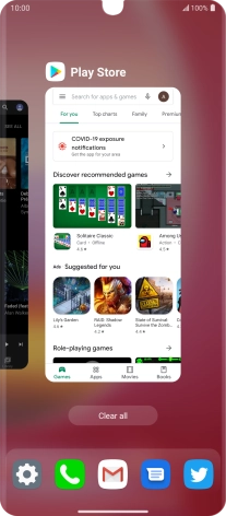To end one running application, slide your finger upwards on the required application.