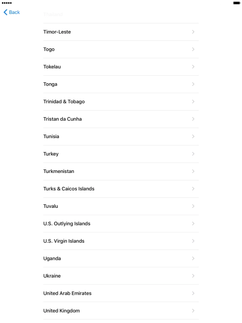 Press the required country or area.
