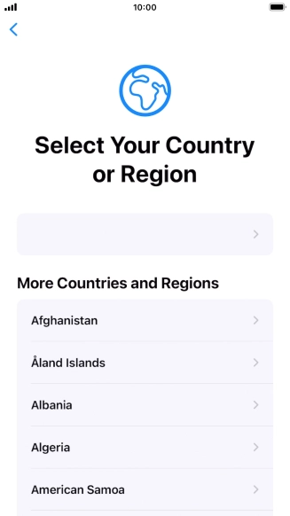 Press the required country or area.
