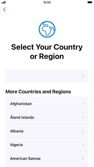 Press the required country or area.