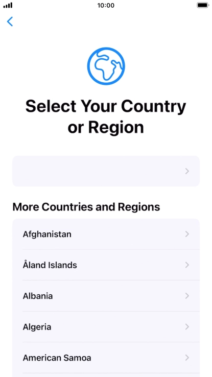 Press the required country or area.