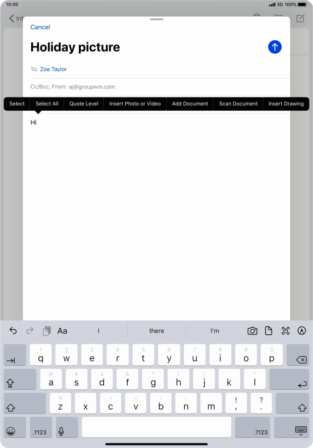 Press Insert Photo or Video and follow the instructions on the screen to attach a picture or a video clip.