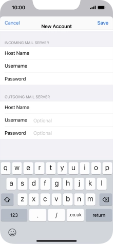 Press Username and key in the username for your email account. Please note that if you're using Vodafone's outgoing server, leave the username field empty.