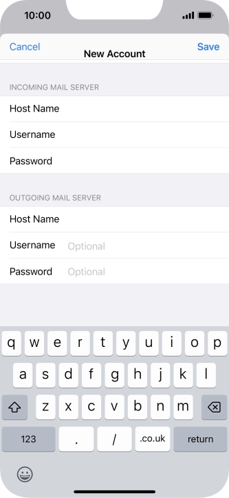 Press Username and key in the username for your email account. Please note that if you're using Vodafone's outgoing server, leave the username field empty.