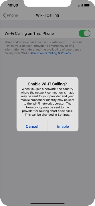If you turn on the function, press Enable.