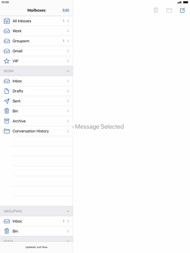 Press the required email account.