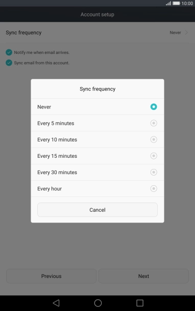 Press the required setting.