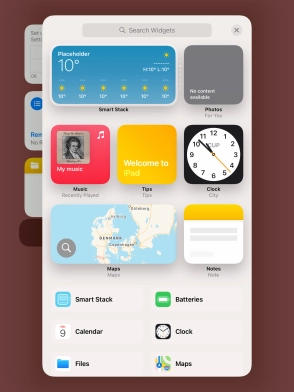 Press the required widget.