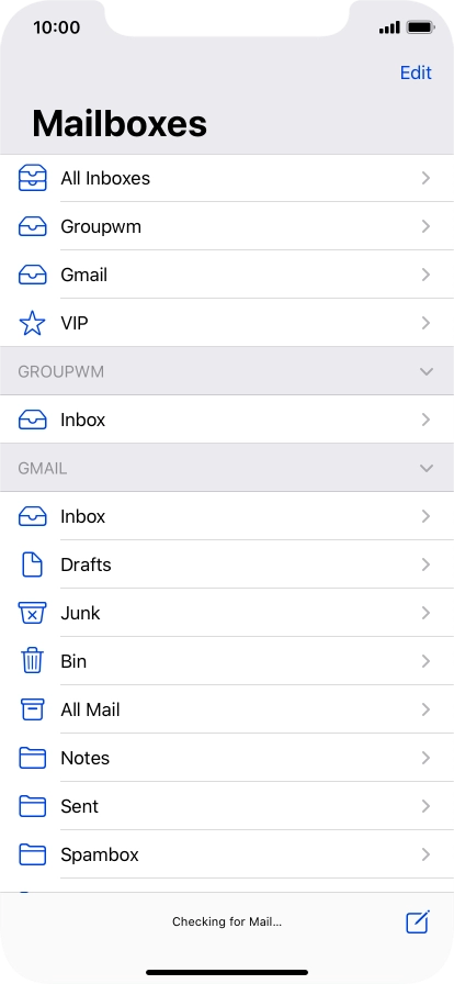 Press the required email account.