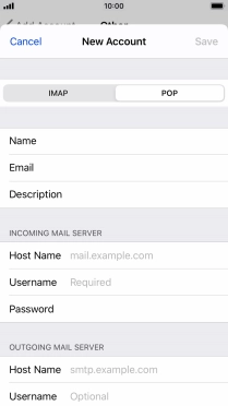 Press Host Name and key in the name of your email provider's incoming server.