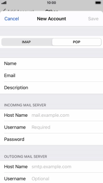 Press Host Name and key in the name of your email provider's incoming server.