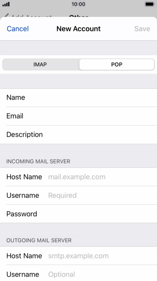 Press Host Name and key in the name of your email provider's incoming server.