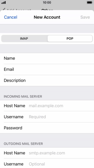 Press Host Name and key in the name of your email provider's incoming server.