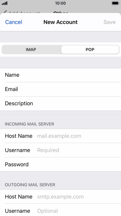 Press Host Name and key in the name of your email provider's incoming server.