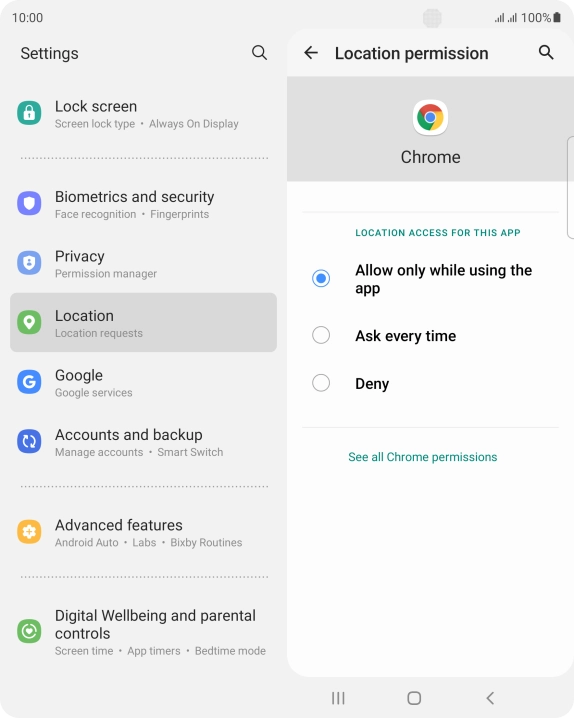 Press the required setting.