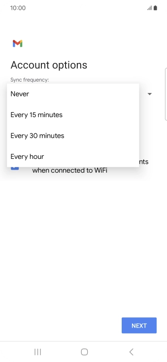 Press the required setting.