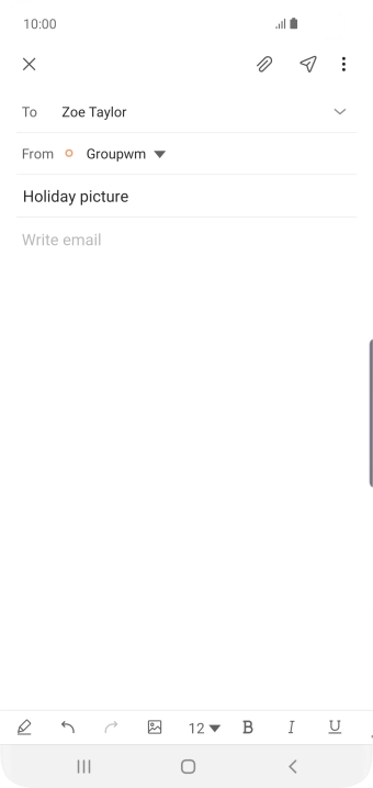Press the text input field and write the text for your email message.
