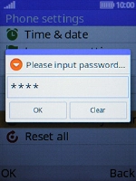 Key in the recovery password (default is 1234) and press the Left selection key.