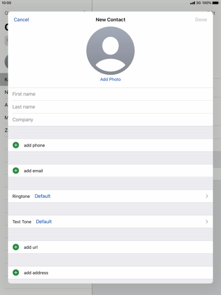 Press First name and key in the first name. Press First name and key in the first name.