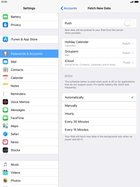If you turn off the function, press the required setting.