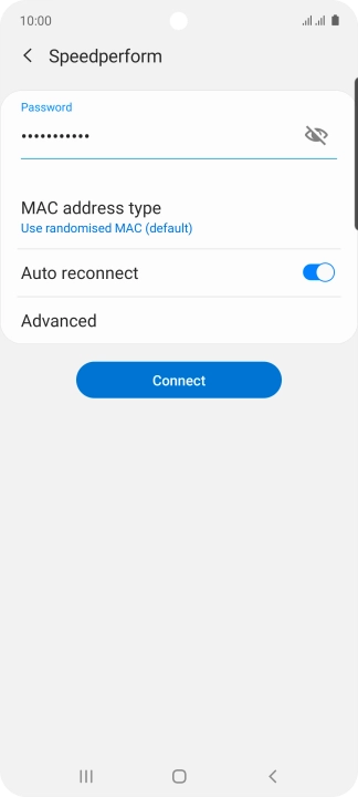 Key in the password for the Wi-Fi network and press Connect.