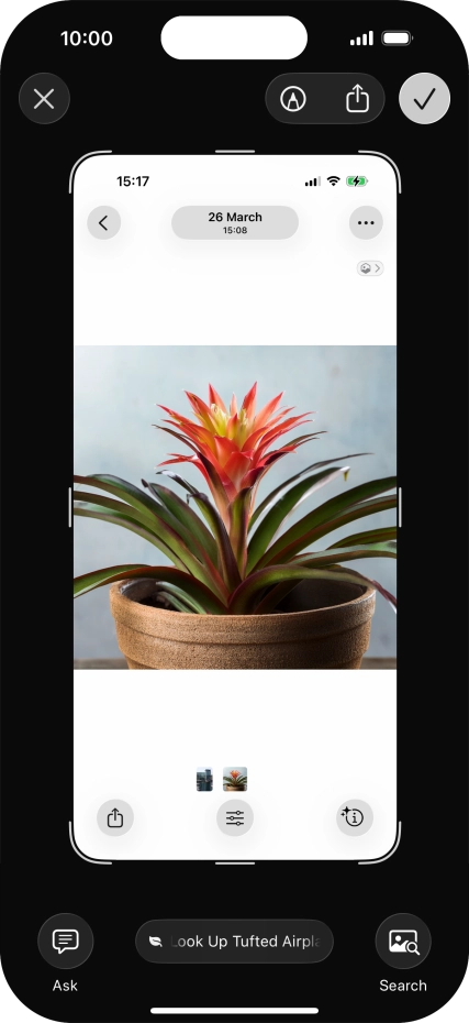 To use visual intelligence via screenshot, take a screenshot and follow the instructions on the screen to use the function. To use visual intelligence via screenshot, take a screenshot and follow the instructions on the screen to use the function.