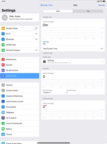 The use for the past week is displayed next to Total Screen Time.
