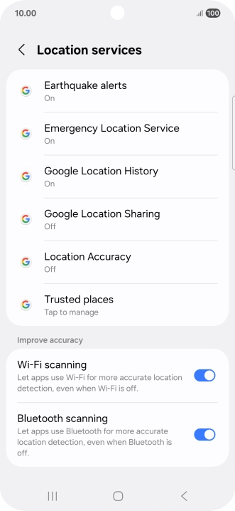 Press Location Accuracy. Press Location Accuracy.