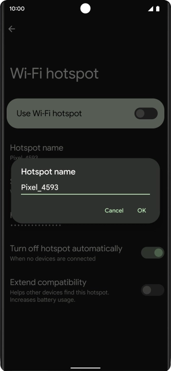 Key in the required Wi-Fi hotspot name and press OK.