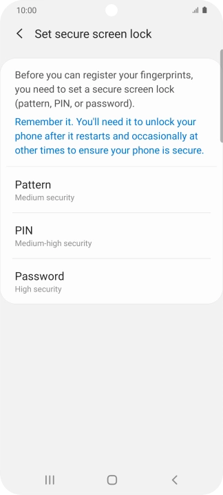 Press the required phone lock code and follow the instructions on the screen to create an additional phone lock code.