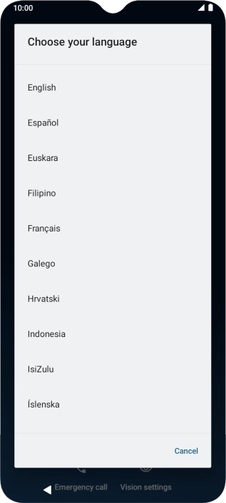 Press the required language.