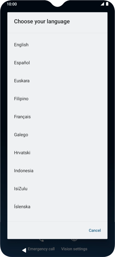 Press the required language.