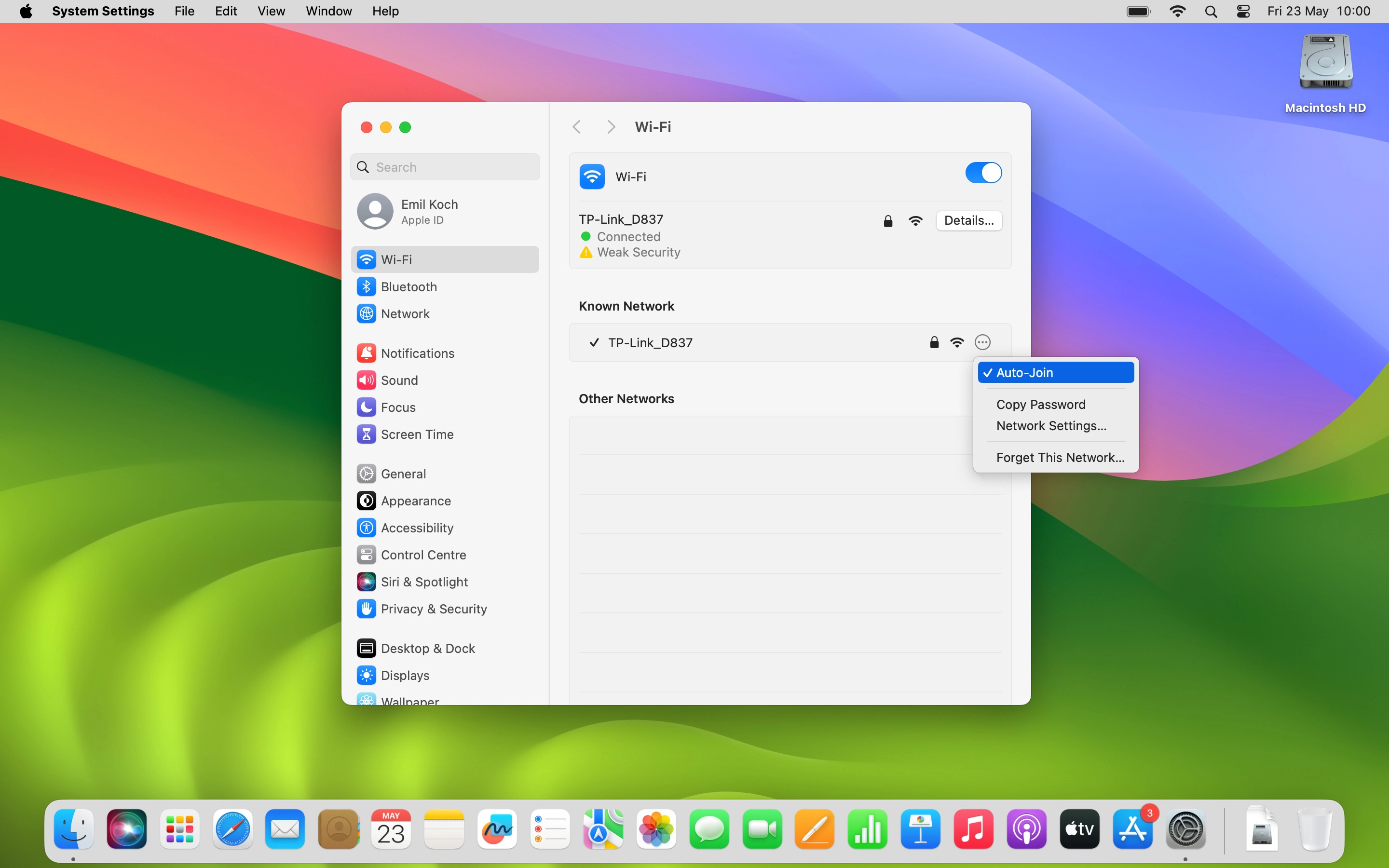 Click Auto-Join to turn the function on or off.